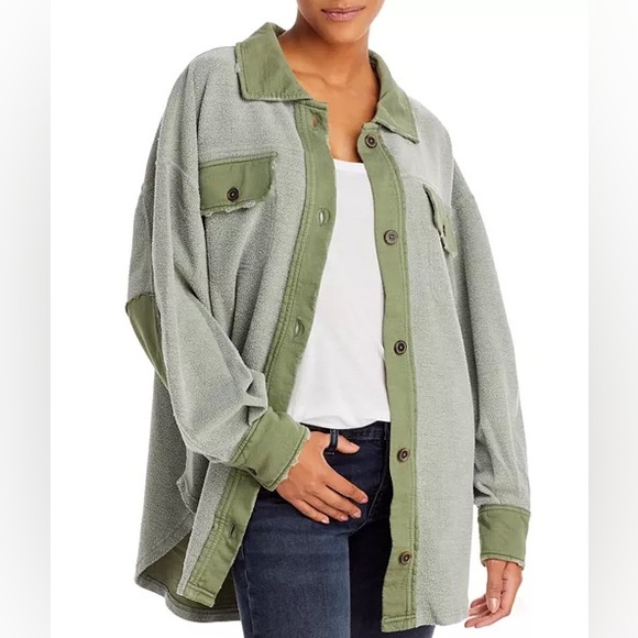 Free People Women’s Ruby Fleece Shirt Jacket, Size XS, Jaded Green - Picture 4 of 16